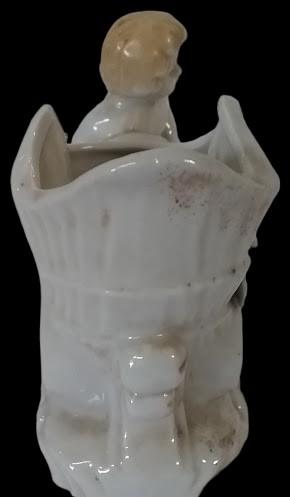 Bone China Flower Ceramic Vase Boy with Wheelbarrow Vintage