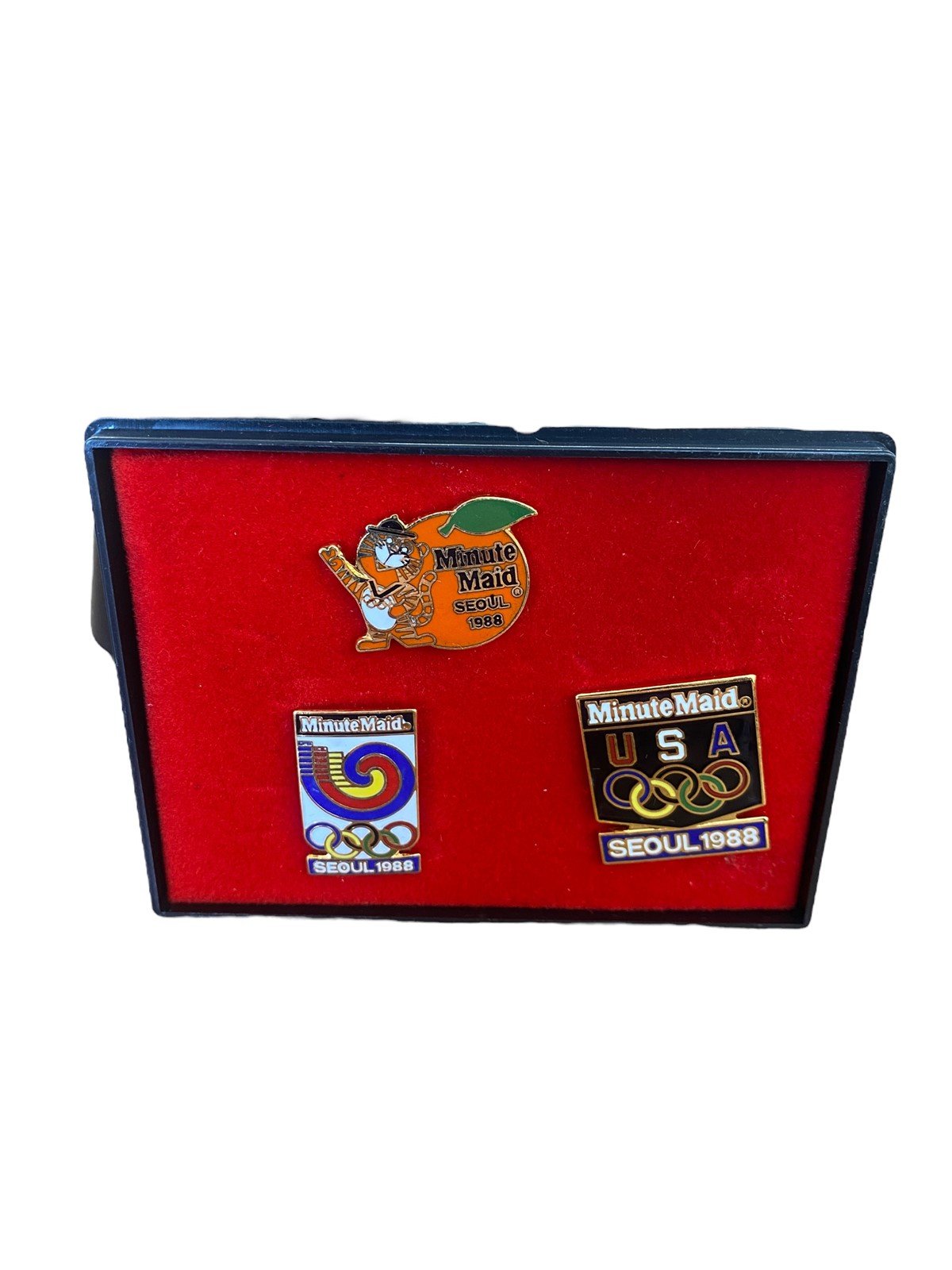 USA Olympics Seoul Minute Maid Sponsored Pin Set of 3 1988 Olympics