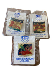 USA Olympics Barcelona and Albertville Collectors Pin Set of 3 1992 Olympics