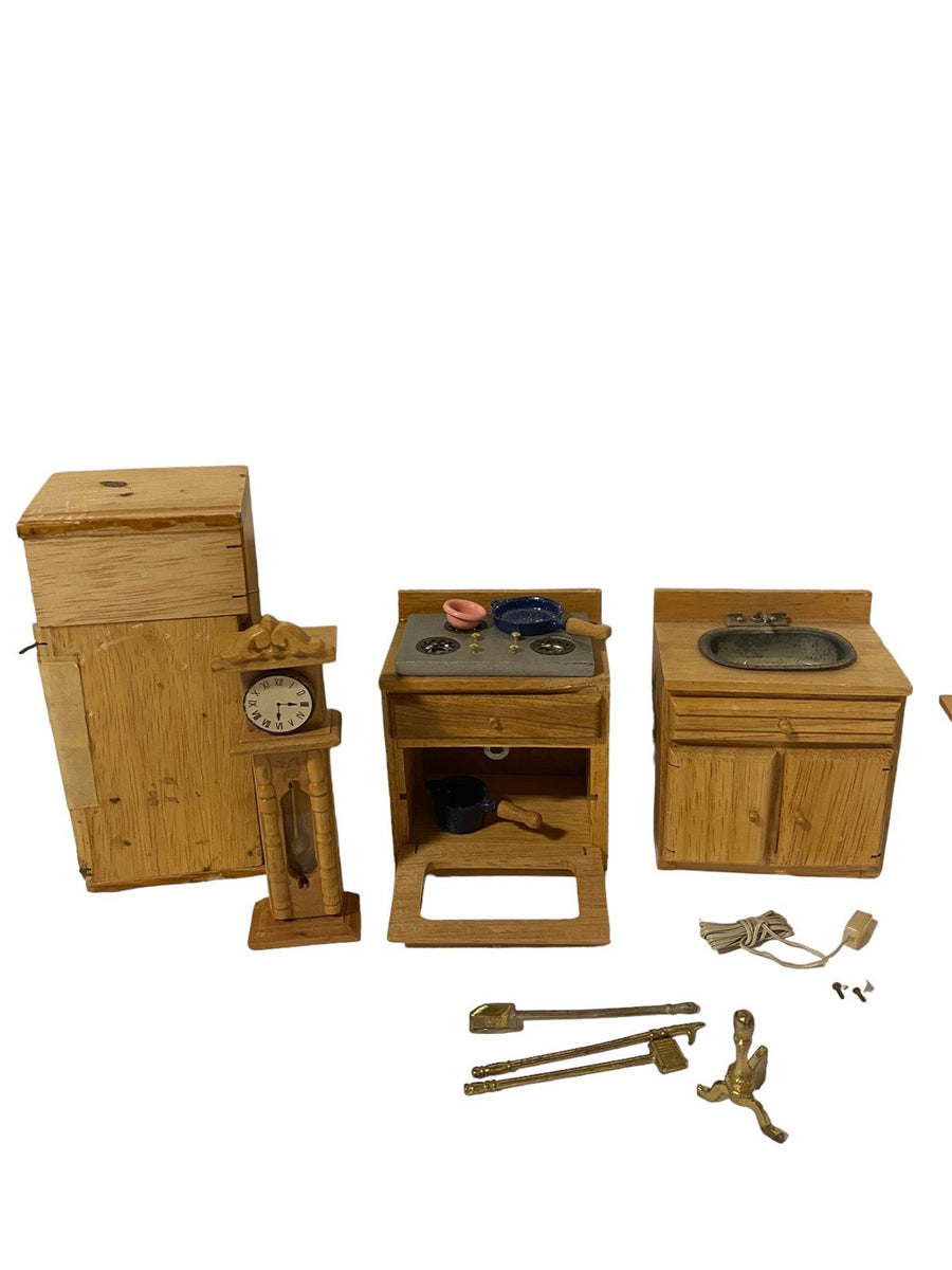 Doll House Miniature Furniture Set By Town House Vintage Made 15 Pieces