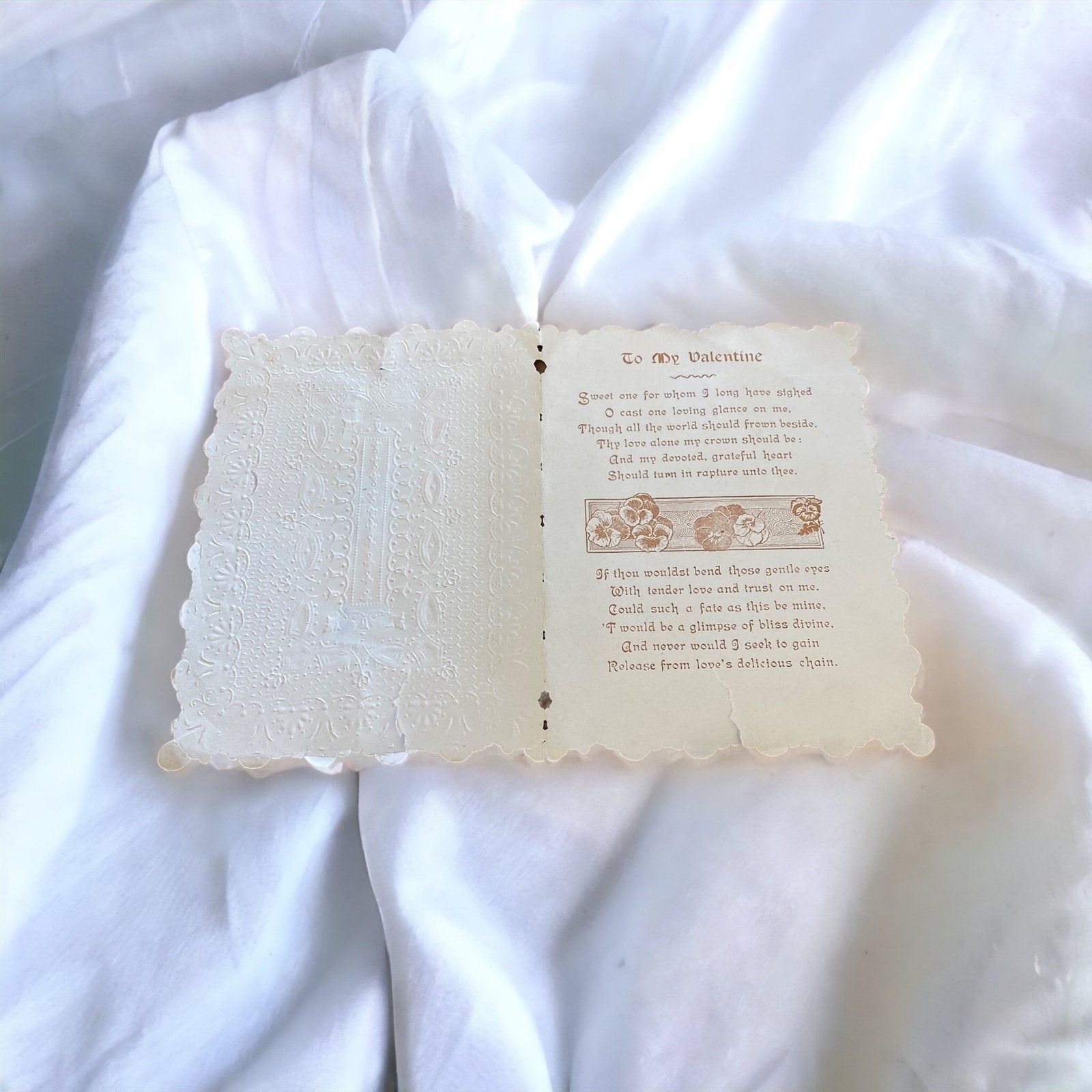 Valentines Day Card Vintage Layered cut out papers, Lace and Floral Details