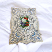 Valentines Day Card Vintage Card Silver, Blue, White, Lace and Floral Details