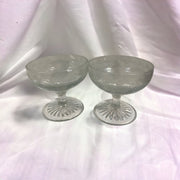 Dessert / Sorbet Vintage Glass Cups Set of Five with Etched Swirl Design
