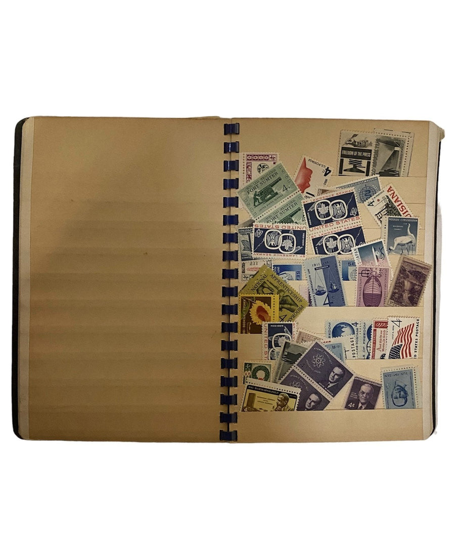 Stamp Collection Book, 10 Rows 12 Page, Estimated 463 Stamps Included