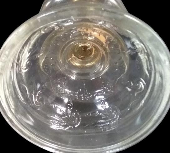 Antique Clear Vintage Oil Lamp with Beautiful Etched Floral Pedestal Design