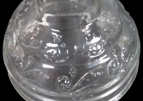 Antique Clear Vintage Oil Lamp with Beautiful Etched Floral Pedestal Design