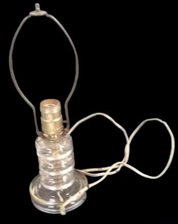 Electric Lamp Vintage Glass with Gold Trim Notch for Cord in Base