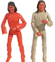 Antique Chief Geronimo Vintage Action Figure Louis Marx Set of 2 Orange White