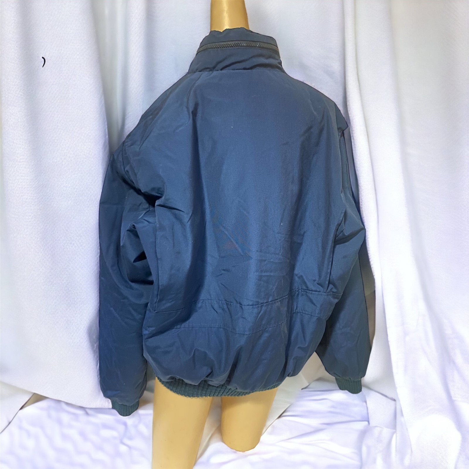 Claybrooke Vintage Bomber Jacket Navy Blue With Zipper Details Mens Large