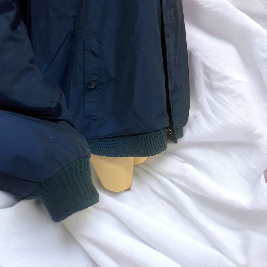 Claybrooke Vintage Bomber Jacket Navy Blue With Zipper Details Mens Large