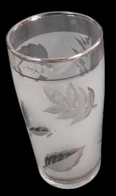 8 oz. Libbey Glass Tumblers Frosted Silver Foliage MCM Set of 5