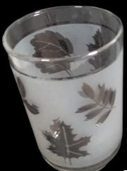 8 oz. Libbey Glass Tumblers Frosted Silver Foliage MCM Set of 7