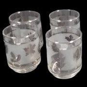 6 oz. Libbey Glass Tumblers Frosted Silver Foliage MCM Set of 4