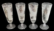 Beer Glass Vintage Pilsner Libbey Glass Frosted Silver Foliage MCM Set of 4