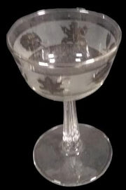 Frosted Wine Glass Libby Glass Silver Foliage MCM Set of 5