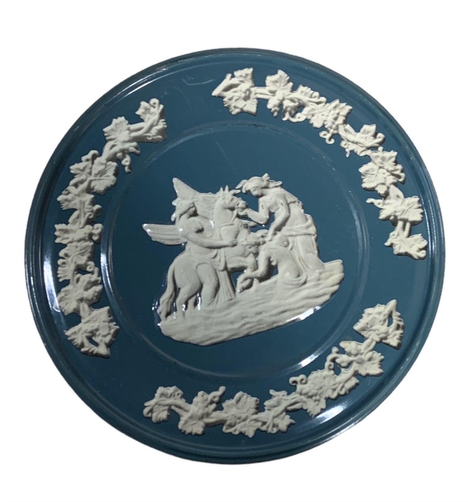 1960's Grecian Pegasus Cake Cookie Tin Wedgewood Blue