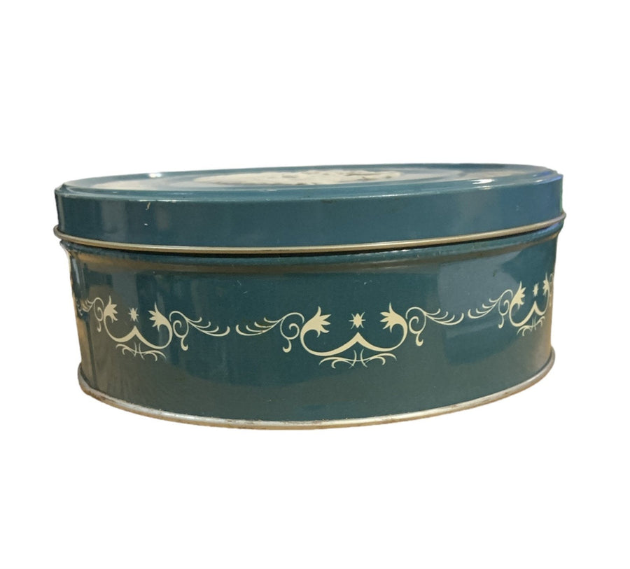 1960's Grecian Pegasus Cake Cookie Tin Wedgewood Blue