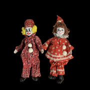 Porcelain Clown World Dolls Two Piece Set Bendable Limbs Circus Figurines