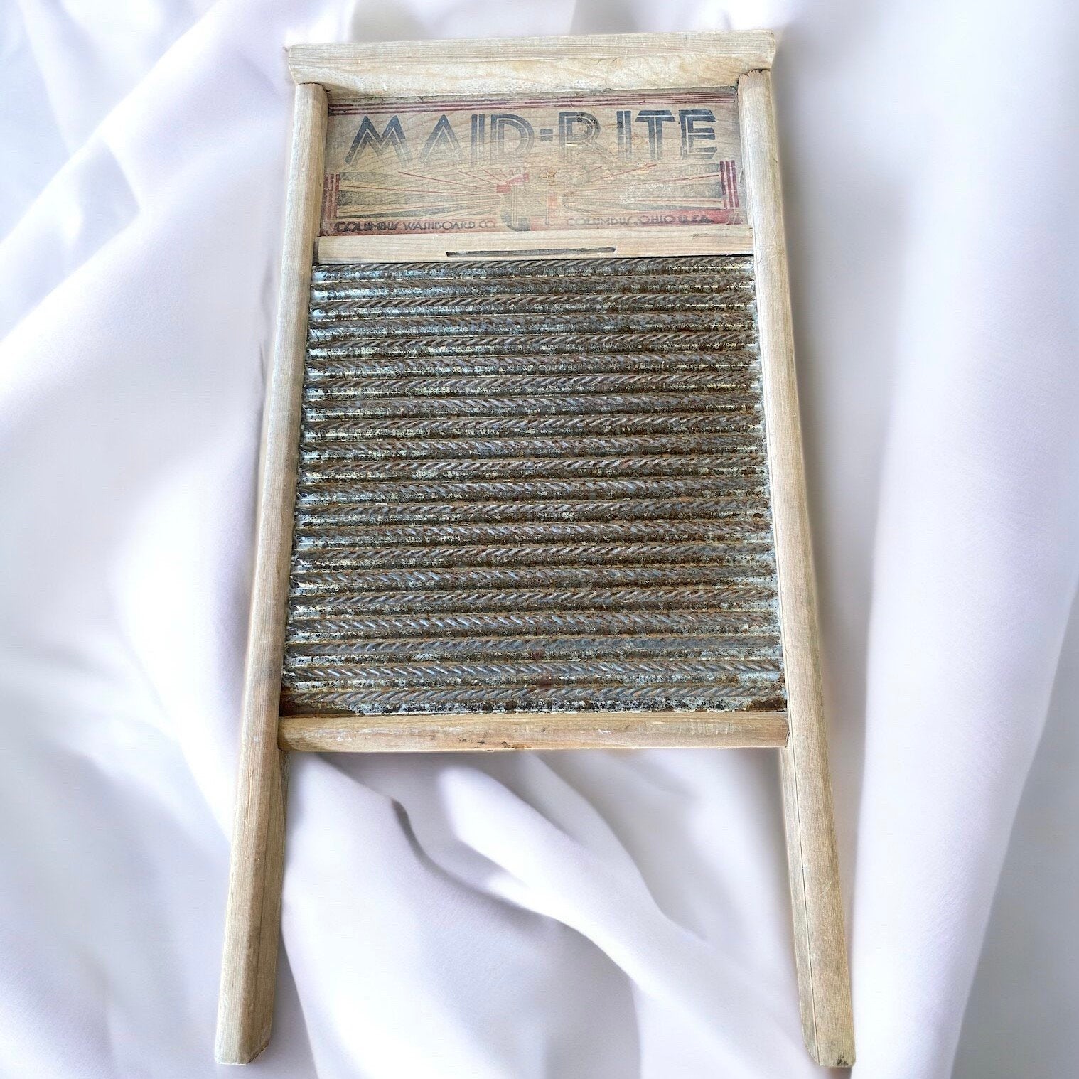 Antique Maid-Rite Aluminum and Wood Washboard Columbus, Ohio