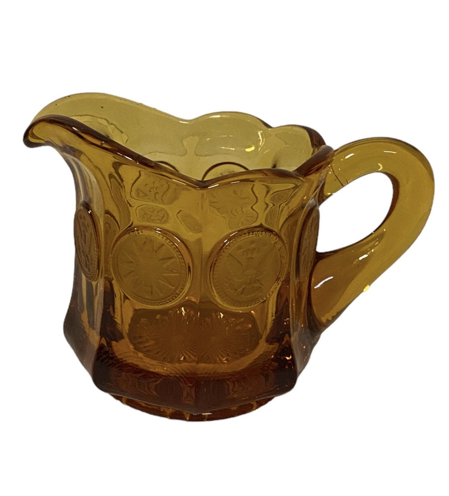 Fostoria Amber Coin Creamer Glass Pitcher, Vintage