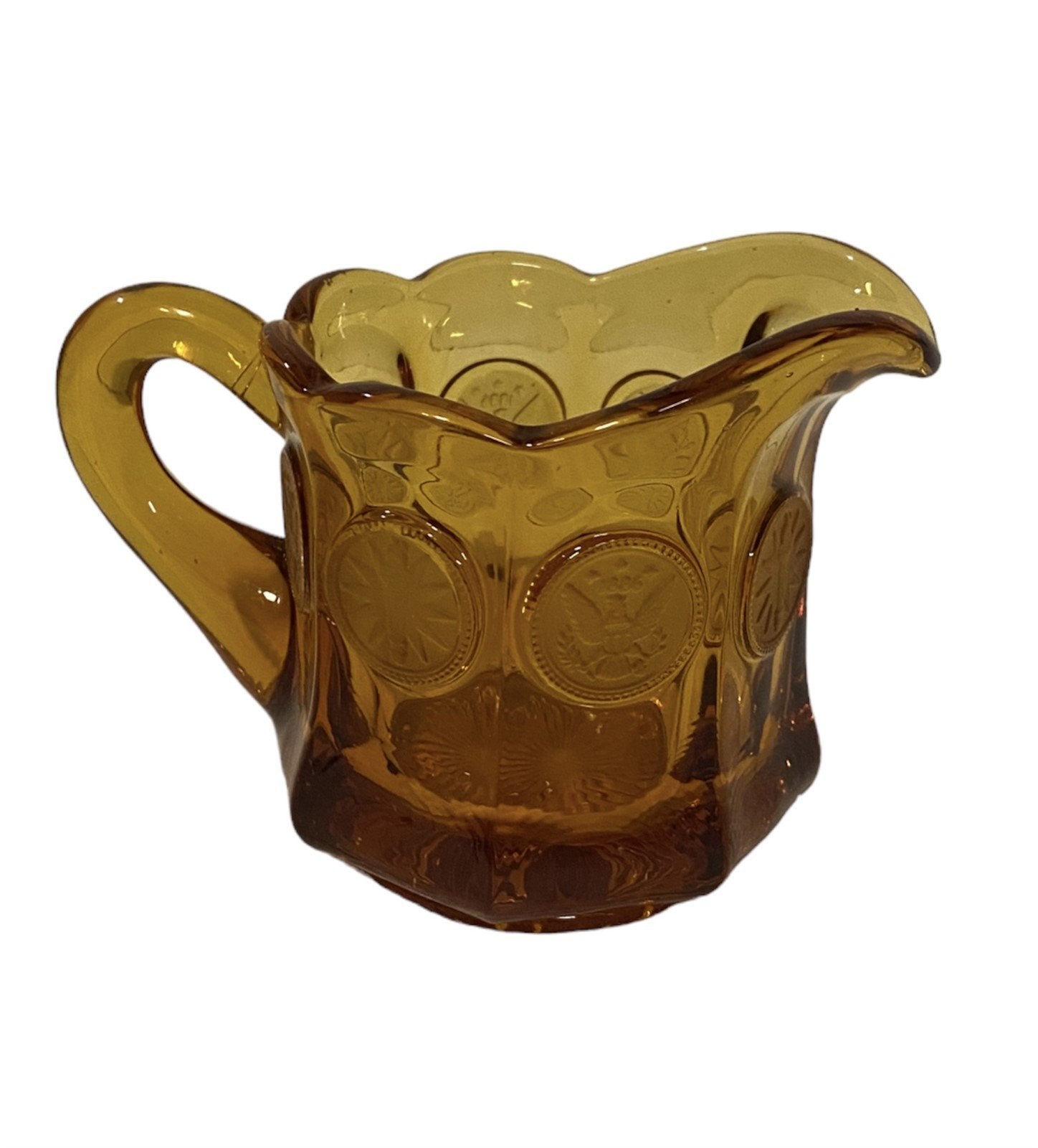 Fostoria Amber Coin Creamer Glass Pitcher, Vintage