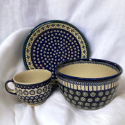 Boleslawiec Polish Pottery 3 Piece Set Peacock Mug, Mixing Bowl, Serving Plate