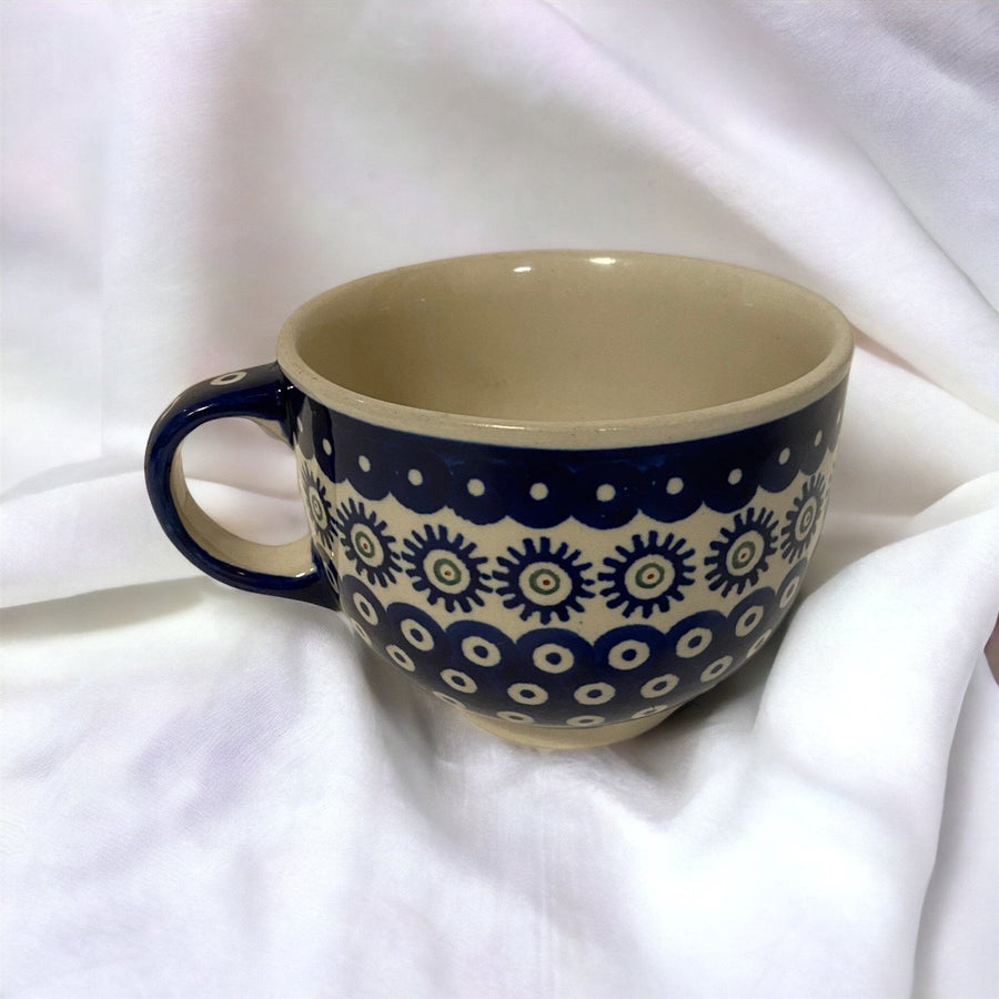 Boleslawiec Polish Pottery 3 Piece Set Peacock Mug, Mixing Bowl, Serving Plate