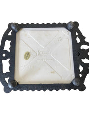Pan trivet VTG Cast Iron and Ceramic with Rooster Design