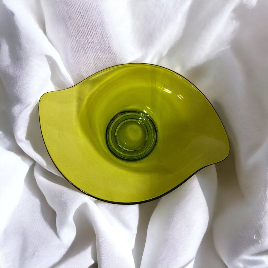 Vintage Viking Green Glass Oblong Plate Or Trinket Dish