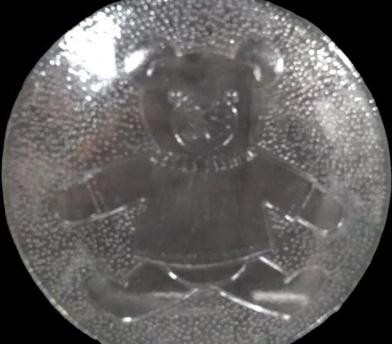 Crystal Bear Serving Dish Etched Teddy Bear Design