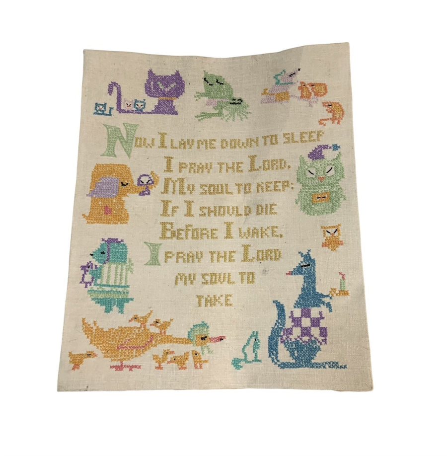 Cross Stitch Prayer Vintage Childhood Nursery Wall Hanging Decoration