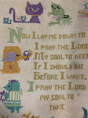 Cross Stitch Prayer Vintage Childhood Nursery Wall Hanging Decoration
