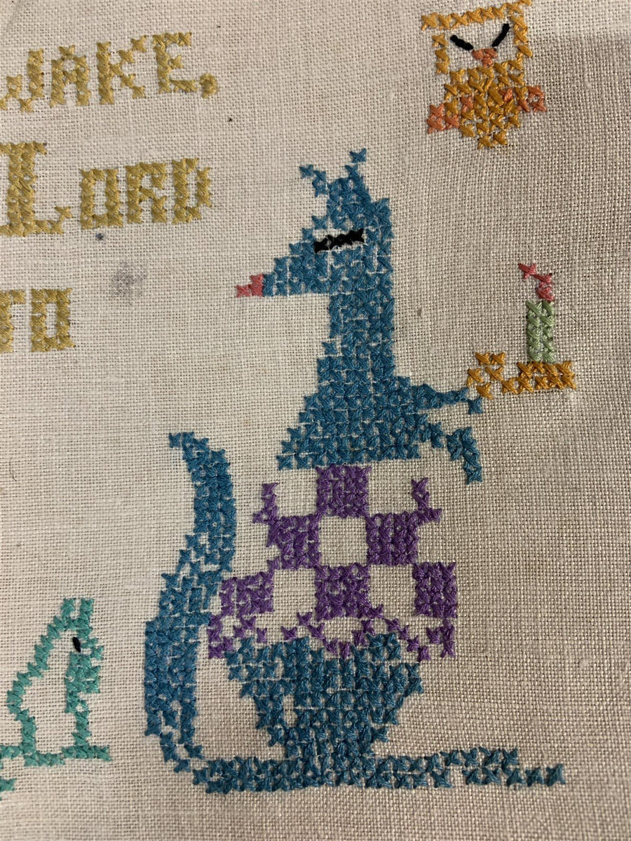 Cross Stitch Prayer Vintage Childhood Nursery Wall Hanging Decoration