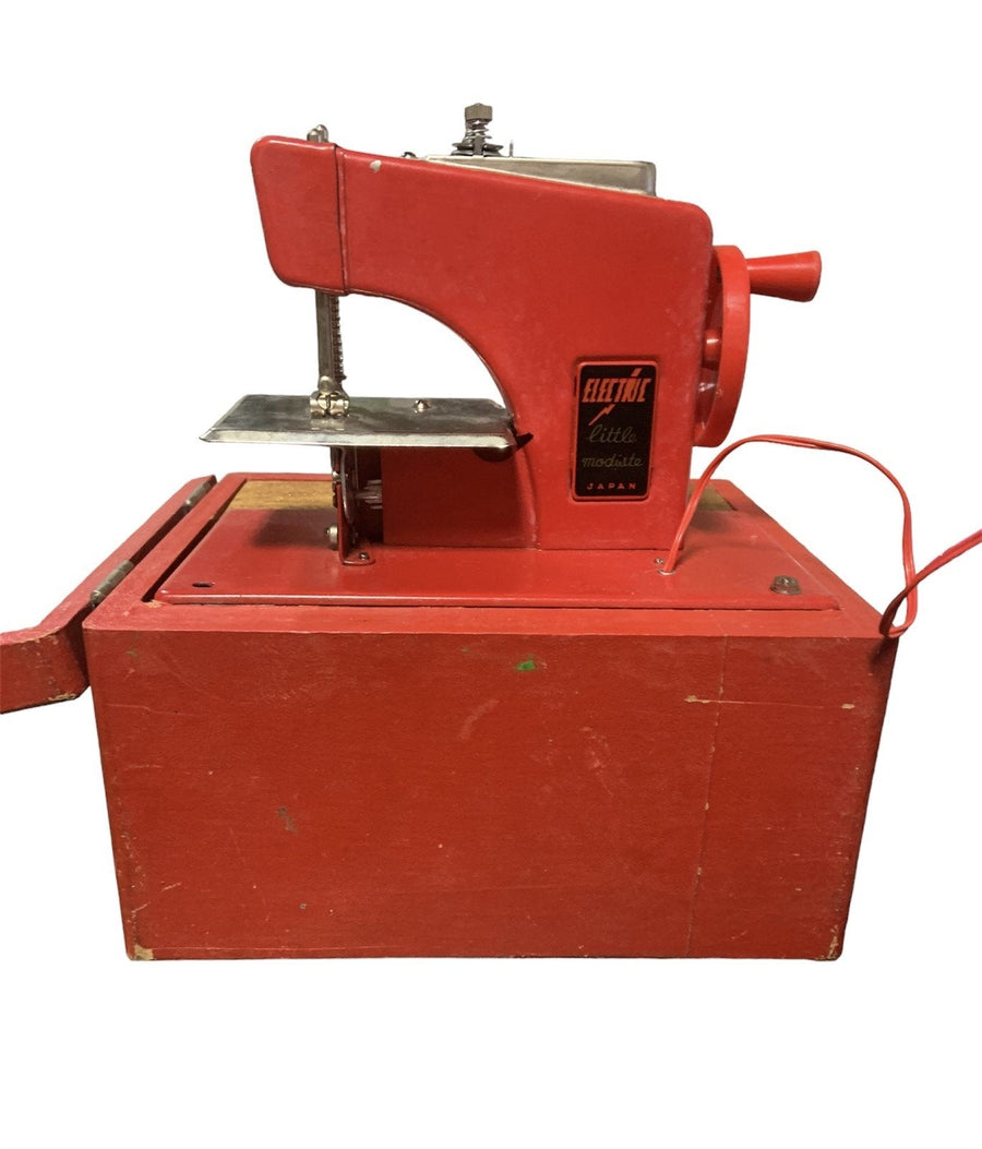 Electric Little Modiste Japan Vintage Sewing Machine Boxed Battery Red Kraemer