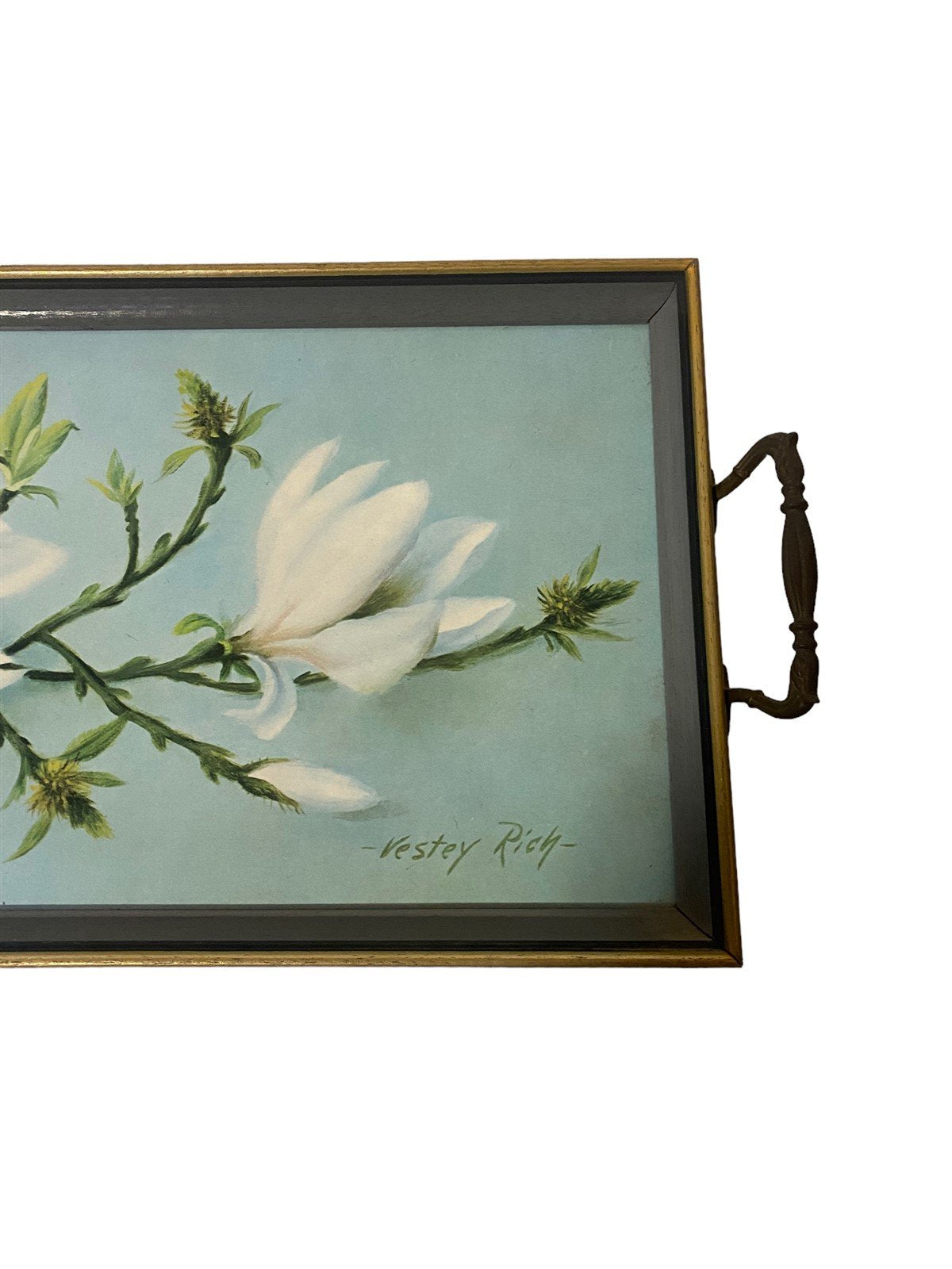 Decorative Vanity Tray 'Still Life of Magnolia' Art Work By Vestey Rich