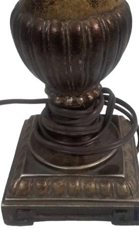 Golden Bronze Table Lamp with Fabric Lampshade Victorian-Looking Vintage