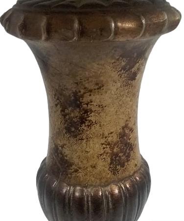 Golden Bronze Table Lamp with Fabric Lampshade Victorian-Looking Vintage