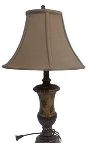 Golden Bronze Table Lamp with Fabric Lampshade Victorian-Looking Vintage