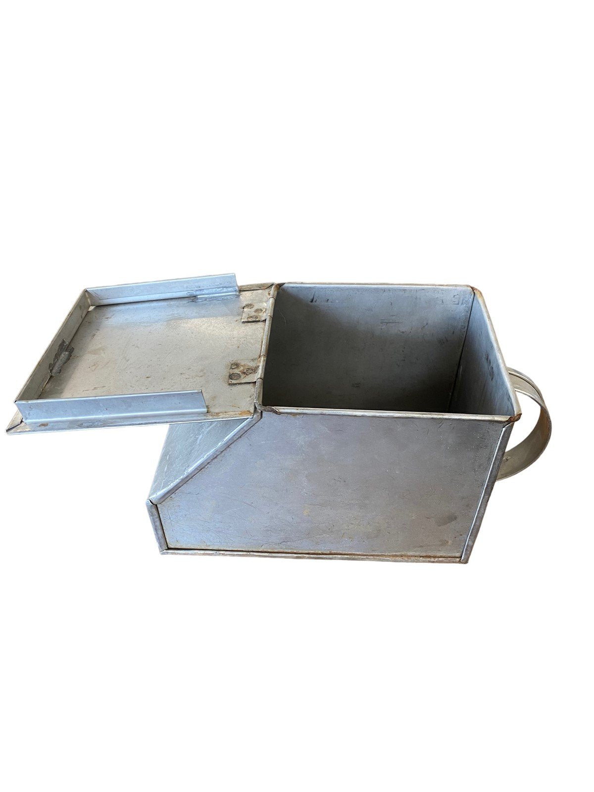 Vintage Metal Feed Container with Handle For Farm Animals