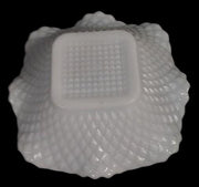Antique Milk Glass Hobnail Diamond Weave Pattern Square Dishes (Set of 2)