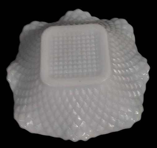 Antique Milk Glass Hobnail Diamond Weave Pattern Square Dishes (Set of 2)