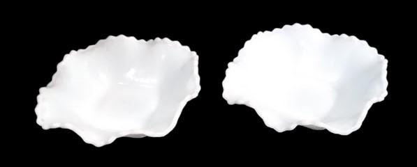 Antique Milk Glass Hobnail Diamond Weave Pattern Square Dishes (Set of 2)