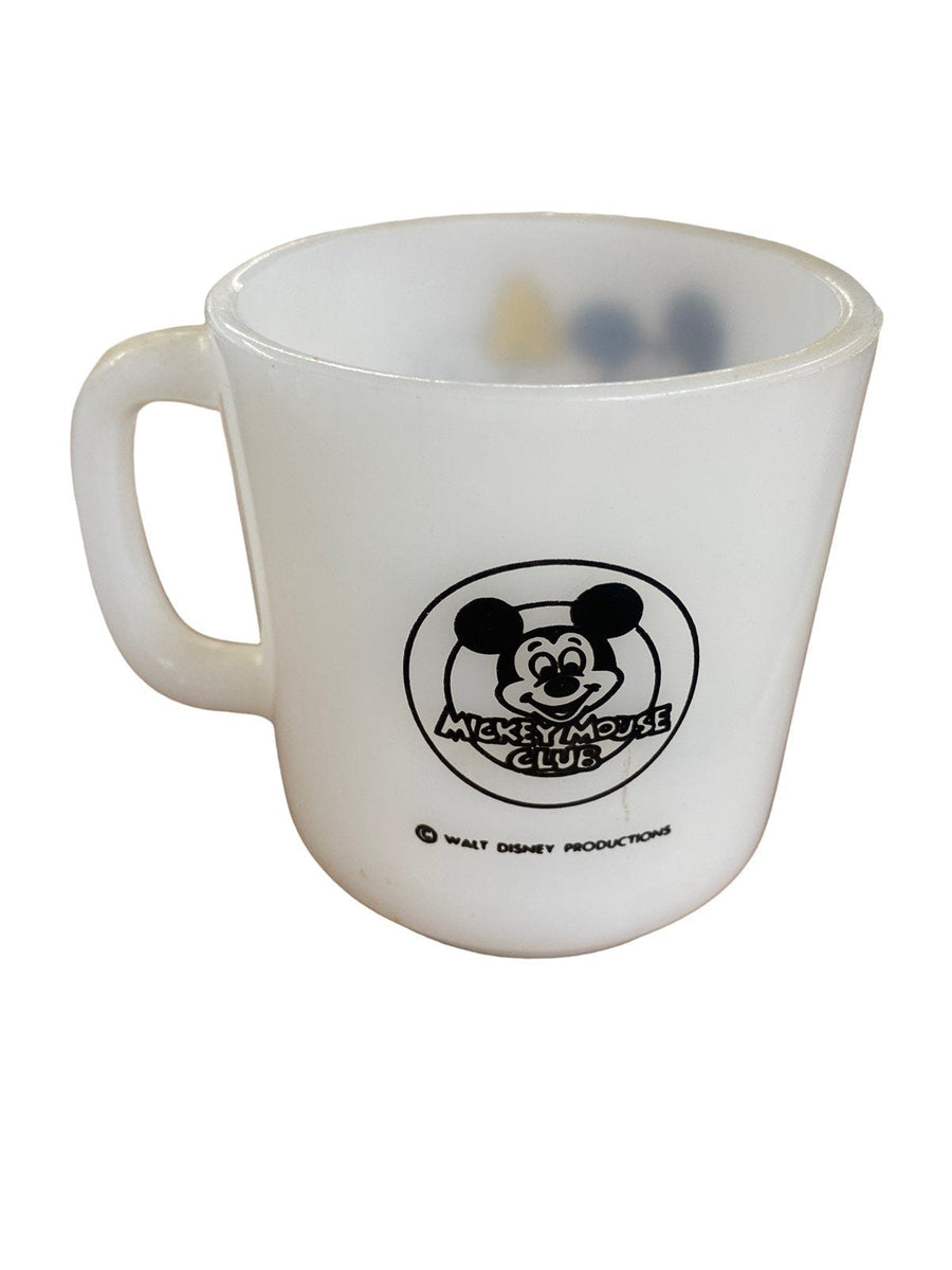 Mickey Mouse Club Vintage Milk Glass Mug Mickey and Bees