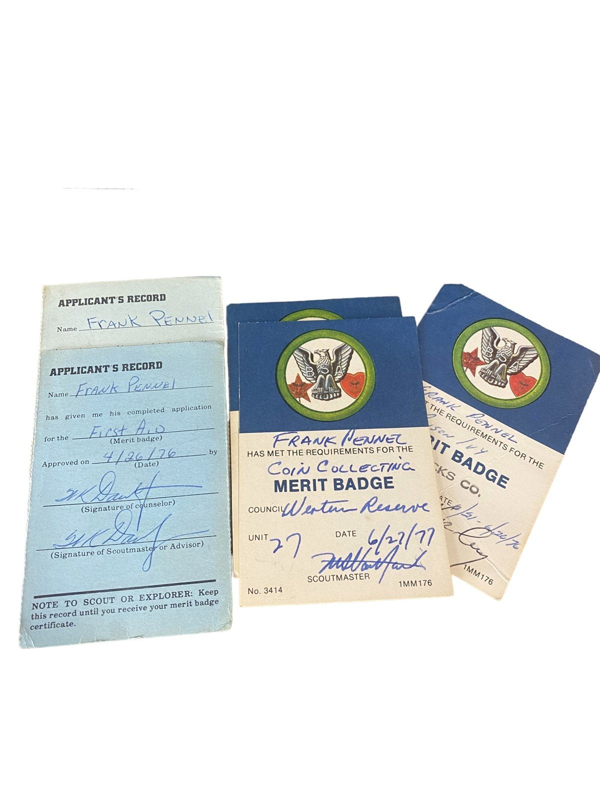 Boys Scouts Vintage 1970s Bundle Patches, Bandana, Merit Badge, Applicant Record