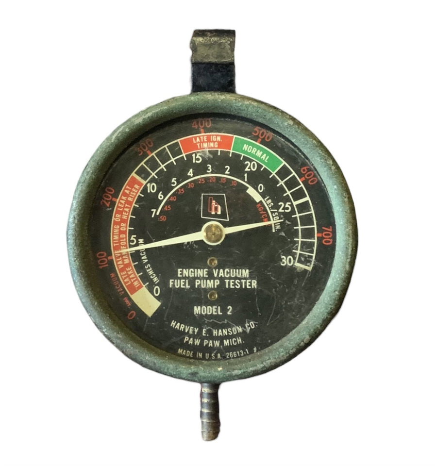 Engine Vacuum Fuel Pump Tester Gauge Vintage Rustic Model 2 Harvey E Hanson Co.