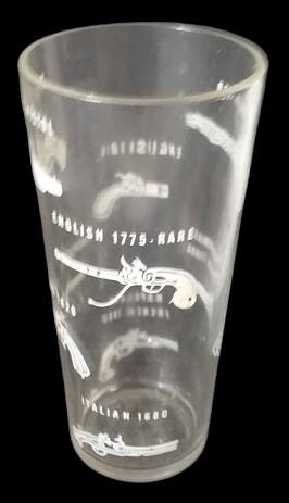 Antique Guns and Pistols Glass Tumbler Vintage Pilsner Glass