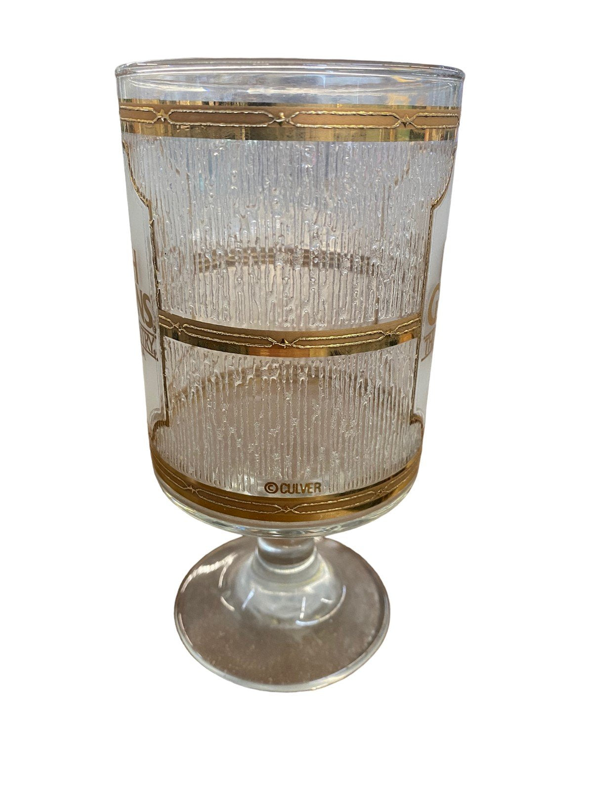 Busch Gardens Vtg Beer Glass Frosted Glass and Plated Gold