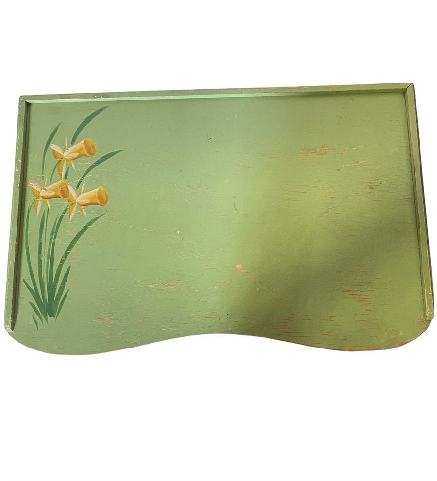 Hand painted Television Lap Table, Dinner Tray, Green Tray