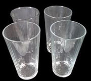 4 Drinking Glasses with Etched Stripes Possibly Anchor Hocking