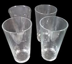 4 Drinking Glasses with Etched Stripes Possibly Anchor Hocking